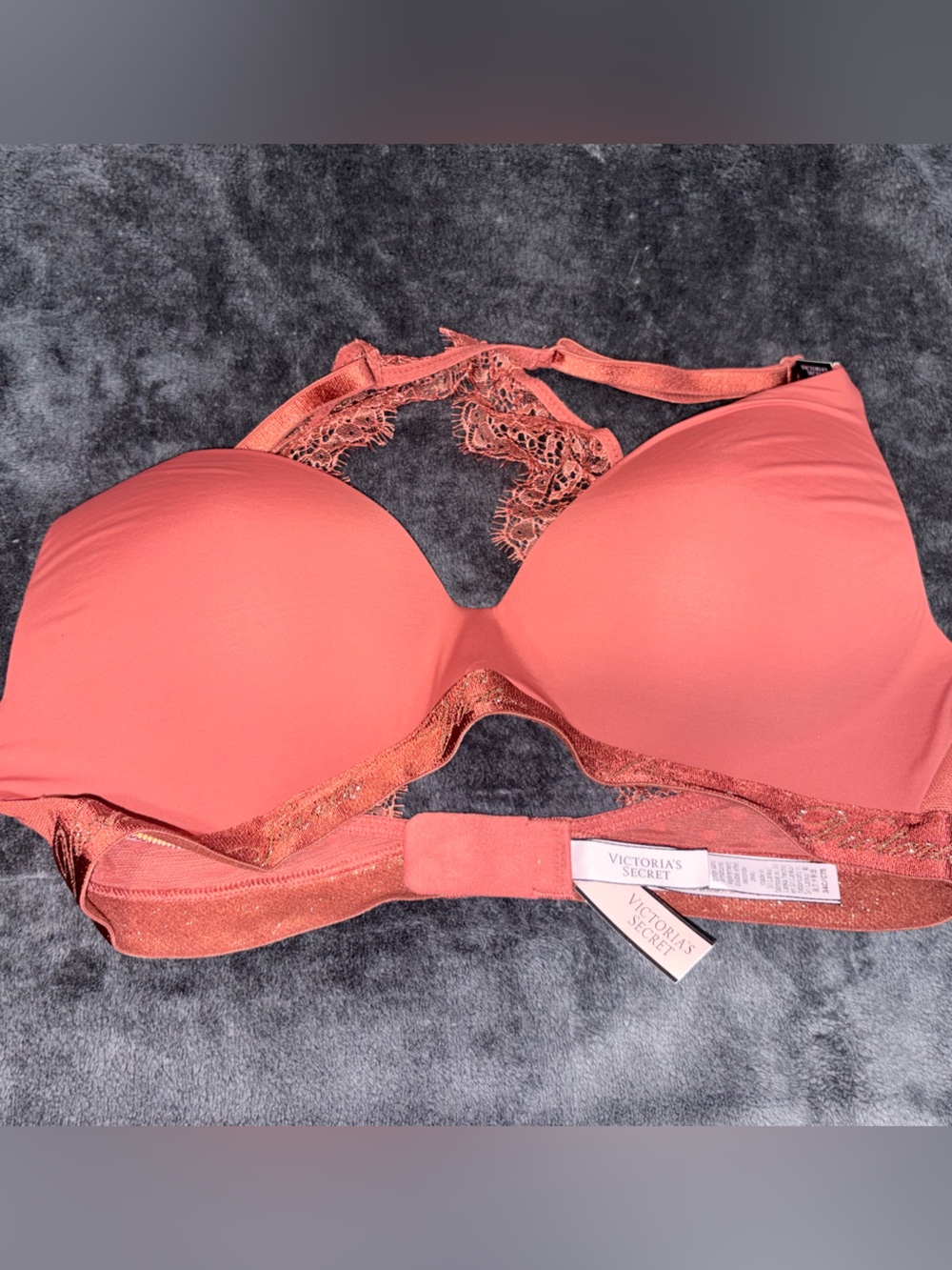 Victoria's Secret Coral Lace Racerback Push-Up Bra - Picture 10 of 12